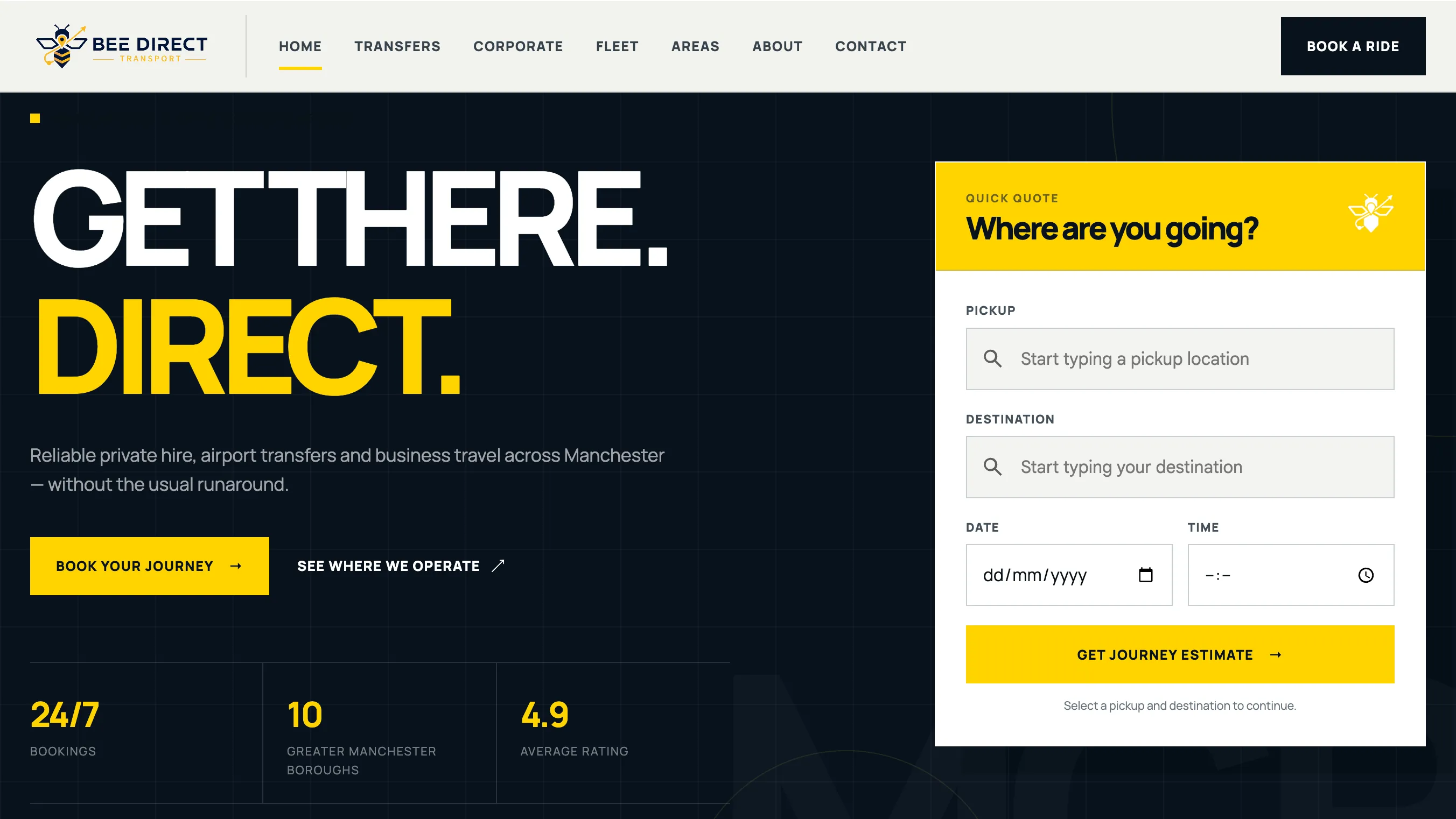 Bee Direct Transport website