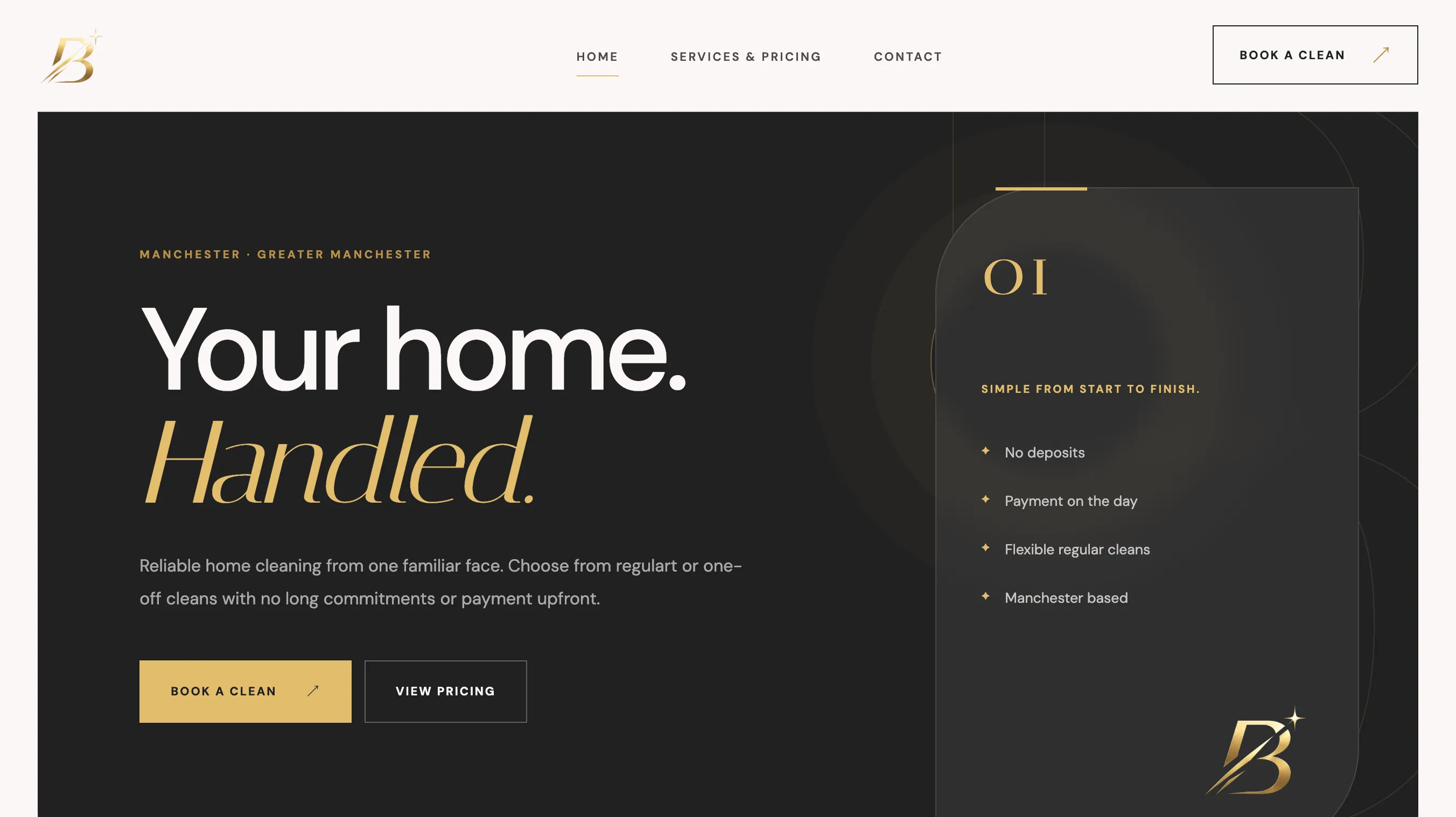 Blitz Home Cleaning website